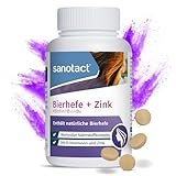 Sanotact Bierhefe + Zink Tabletten – 180 Stück | Für Haut, Haare & Nägel |...