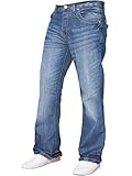 Herren-Jeans, Bootcut-Schnitt, ausgestelltes Bein, weit, blaue Denim-Jeans Gr. 34W x 34L,...