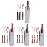 UPKOCH 4 Sätze Besteck Besteckkoffer Steak Reise Edelstahl Wandergeschirr Gabel Tasche...