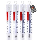 Lantelme 4 Stück Kühlschrankthermometer analog mit Haken Thermometer für Gefrierschrank...