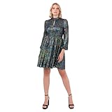 Lovedrobe Women's Mini Dress Ladies High Neck Long Sleeve Chiffon Metallic Foiled Keyhole...