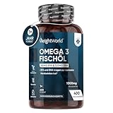 Omega 3 1000mg Fischöl 400 Weichkapseln - 1+ Jahr Vorrat - Essentielle...