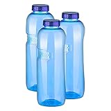 Trinkflasche 3 x 1 L Wasserflasche Tritan ohne Bisphenol-A (BPA frei)