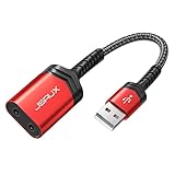 Externe USB Soundkarte, JSAUX Externe Soundkarte USB Audio Stereo Adapter Klinke USB...