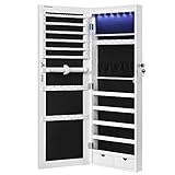 SONGMICS Schmuckschrank mit langem Spiegel, Schmuckaufbewahrung mit 6 LED-Lampen, zum...