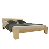 Homestyle4u 1837 Holzbett 140x200 cm Natur Doppelbett mit Lattenrost aus Kiefer...