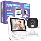 OBVHNUA Babyphone mit Kamera 2,8 Zoll Video-Babyphone 720p IPS LCD babyfon mit 1500mAh...