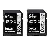 Lexar Professional 1667x SD Karte 64GB 2er-Pack, Speicherkarte SDXC UHS-II, Bis...