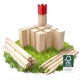 Ocean 5 Kubb - Original Wikinger Spiel | Premium Holzspiel im Stoffbeutel mit massiven...