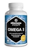 Omega 3 Kapseln hochdosiert, 1 Kapsel pro Tag, 1000 mg reines Fischöl mit 400 mg (40%)...