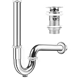 Siphon Universal für Waschbecken & Waschtisch, Abflussrohr Waschbeckenstöpsel Chrom Pop...