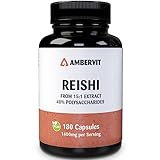 Reishi Kapseln 180 stück - 1400mg Pilz Extrakt pro Portion - 40% bioaktive Polysaccharide...