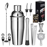 Sosayet Cocktail Shaker Set, 10 Stück Edelstahl Cocktail Mix Set mit Rezeptbuch, 750 ML...