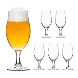 Bormioli Rocco | 6er-Set Bierglas Executive | edle Bier-Tulpe | Stiel-Gläser klar |...