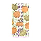 Acpiggto Damen Seidenschal Grün Lila Thanksgiving Day Kürbis Herbst Tartan Gestreifter...