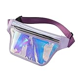 bdqpin Unisex Holografische Bauchtasche Reisezubehör-Kosmetiktasche, Violett