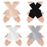 4 Paar Sunblock Fingerlose Handschuhe Sonnenschutzhandschuhe Damen Fingerless Gloves UV...