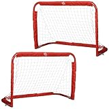 HOMCOM Fußballtore, 2er Set Minitore, Faltbar Fußballnetz, Tetrolon, Stahl(Q195), 90 x...