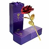 TYXSHIYE 24 Karat Vergoldete Rose Rot, 24K Goldene Rose Handgefertigt...