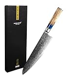 Shinrai Japan Japanisches Kochmesser 20 cm - Damastmesser - Epoxy-Saphir - Küchenmesser...