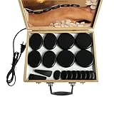 QPWZ 18/22 Stück heiße Steine für Massage Hot Rocks Massagesteine Kit mit Heizbox für...