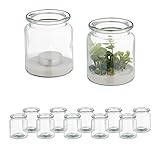 Relaxdays Windlicht, 12er Set, aus Glas, innen & außen, HxD: 9,5 x 8 cm, runde...