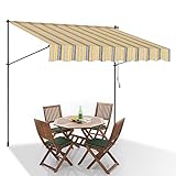 Faobureim Klemmmarkise Balkon mit Handkurbel, 350 x 120 cm Markise aus Polyester...