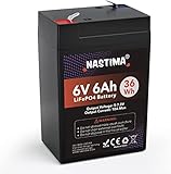 NASTIMA 6V 6Ah LiFePO4 Wiederaufladbare Batterie Mit BMS-Schutz und 2000...