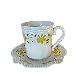 AINSTE Milchbecher Blume Keramik Tasse Untertasse Wiederverwendbar Trinken Tee Milch...