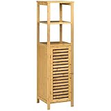 kleankin Badezimmerschrank höhevestellbar, Badschrank aus Bambus, Badezimmermöbel mit...