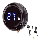 Motorrad Wassertemperaturanzeige, Universal Round Digital Motorrad Thermometer...