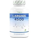 L-Arginin - 365 vegane Kapseln - Premium: 4500 mg 100% reines L-Arginin pro Tagesdosis -...