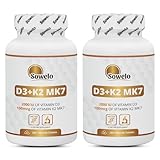 Sowelo - Natürliches Vitamin D3 I Tabletten 2000 IE + K2 MK7 100 mcg I Unterstützt die...