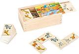 Small Foot Domino Safari aus Holz, lustiges Legespiel mit bunten Tiermotiven,...