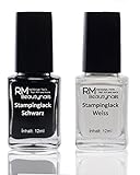 2x 12ml Stampinglack Set Weiss Schwarz Stamping Nagel Lack Nagellack Nail Polish...