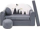 all4all Kindersofa Schlafsofa 3in1 Velo Spielsofa für Kinder Sofa zum Aufklappen Funzy...