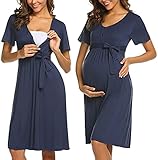 ADOME Nachthemd Damen Geburtskleid Stillnachthemd Kurzarm Kleid Schwanger Sommer...