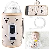 Flaschenwärmer Baby Unterwegs, Tragbarer USB Flaschenwärmer Baby mit LCD-Display 21...