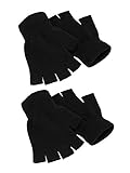 2 Paare Halbfinger Handschuhe Unisex Warme Winter Fingerlose Handschuhe für Männer...