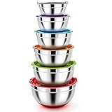 Homikit Rührschüssel Set, Edelstahl Schüssel Salatschüssel 6er Set mit...