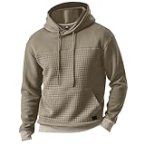 Darringls Herren Kapuzenpullover Langarm Waffle Hoodie Pullover Casual Sweatshirt Warm...