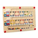 HUZU Magnetisches Zugspiel - Farb- und Zahlenlernen, Montessori Holzspielzeug für Kinder...