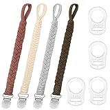 Annhao Schnullerkette Baumwolle Schnullerband Junge und Mädchen,4 Pcs Schnullerketten...