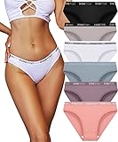 FINETOO 6er Pack Hipster Damen Baumwoll Unterwäsche Frauen Set Baumwolle Slip...