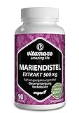 Mariendistel Kapseln hochdosiert & vegan, 90 Kapseln für 3 Monate, 500 mg...