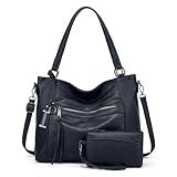 BAIGIO 2-teilige Handtaschen Damen Set Umhängetasche Groß Shopper Tasche PU Leder...