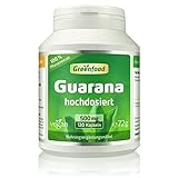 Guarana, 500 mg, hochdosierter Extrakt (4:1), 120 Kapseln - mit natürlichem Koffein,...