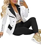 ORANDESIGNE Damen Hosenanzüge Elegant Business Anzug Set Hosenanzug Blazer Hose 2-teilig...