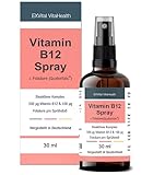 Vitamin B12 Spray, 500µg Vitamin B12 + 100µg Folsäure pro Sprühstoß,...