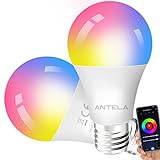 ANTELA Alexa Glühbirne E27 9W 806LM RGB 2700K-6500K Warmweiß Kaltweiß Licht...